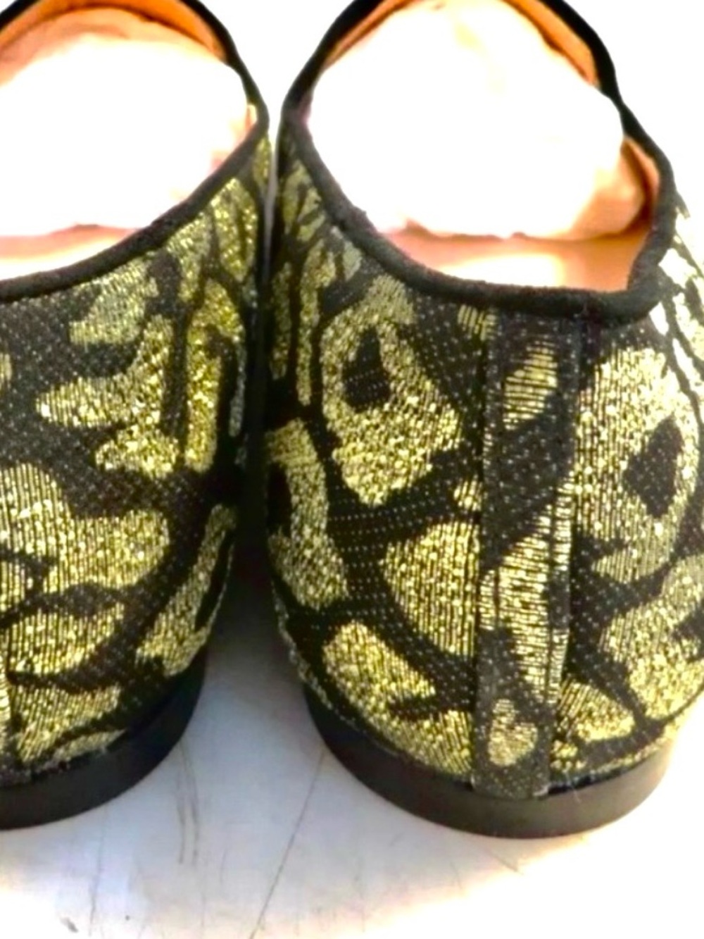 Vintage J.Crew Metallic Flats Gold Black  NIB Shoes Loafers 7
